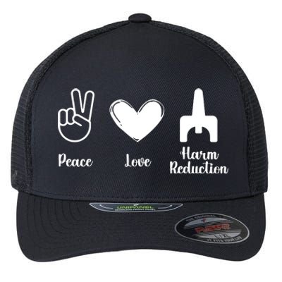 Retro Peace Love Harm Reduction Overdose Awareness Nurse Flexfit Unipanel Trucker Cap