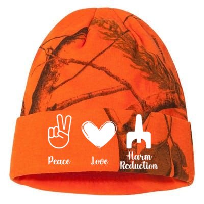 Retro Peace Love Harm Reduction Overdose Awareness Nurse Kati Licensed 12" Camo Beanie