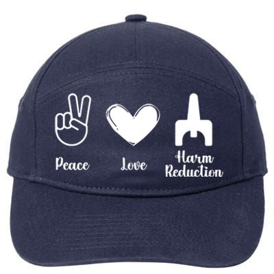 Retro Peace Love Harm Reduction Overdose Awareness Nurse 7-Panel Snapback Hat