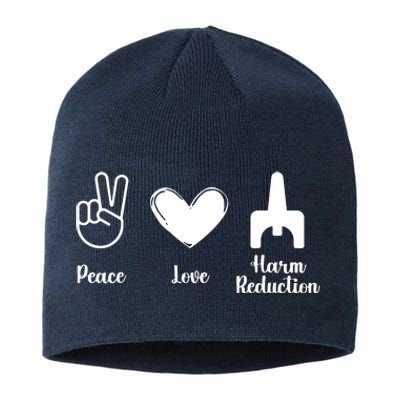 Retro Peace Love Harm Reduction Overdose Awareness Nurse Sustainable Beanie