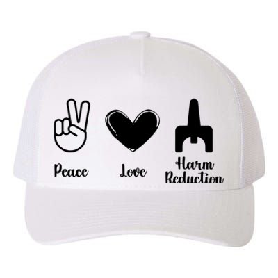 Retro Peace Love Harm Reduction Overdose Awareness Nurse Yupoong Adult 5-Panel Trucker Hat