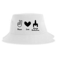 Retro Peace Love Harm Reduction Overdose Awareness Nurse Sustainable Bucket Hat