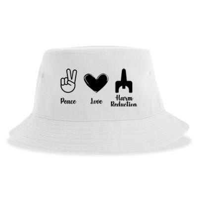 Retro Peace Love Harm Reduction Overdose Awareness Nurse Sustainable Bucket Hat