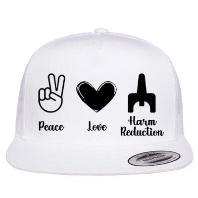 Retro Peace Love Harm Reduction Overdose Awareness Nurse Flat Bill Trucker Hat