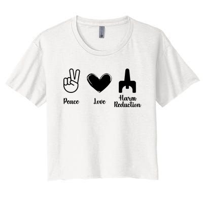 Retro Peace Love Harm Reduction Overdose Awareness Nurse Women's Crop Top Tee