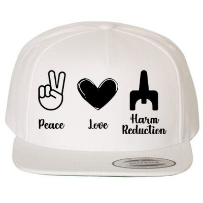 Retro Peace Love Harm Reduction Overdose Awareness Nurse Wool Snapback Cap