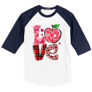 Red Plaid Love Preschool Teacher Life Happy Valentine's Day Gift Baseball Sleeve Shirt