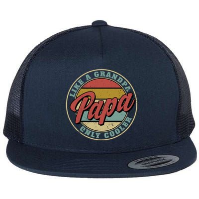 Retro Papa Like A Grandpa Only Cooler Vintage Fathers Day Gift Flat Bill Trucker Hat