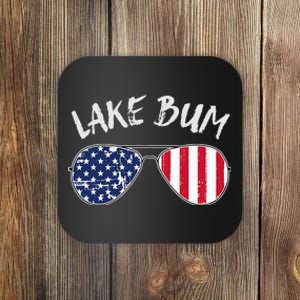 Retro Patriotic Lake Bum 4th of July Summer Sunglasses Coaster