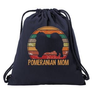 Retro Pomeranian Mom Pompom Dog Owner Mother Pet Mama Drawstring Bag