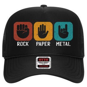 Rock Paper Metal Heavy Metal Music High Crown Mesh Back Trucker Hat