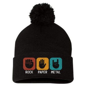 Rock Paper Metal Heavy Metal Music Pom Pom 12in Knit Beanie