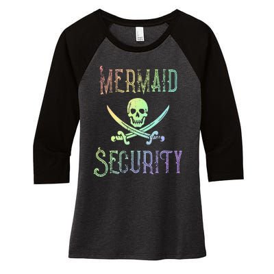 Rainbow Pirate Mermaid Security Costume Party Women's Tri-Blend 3/4-Sleeve Raglan Shirt