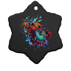 Rainbow Peacock Mantis Shrimp Ceramic Star Ornament