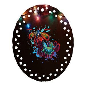 Rainbow Peacock Mantis Shrimp Ceramic Oval Ornament