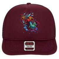 Rainbow Peacock Mantis Shrimp High Crown Mesh Back Trucker Hat