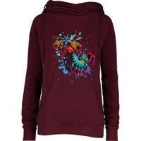 Rainbow Peacock Mantis Shrimp Womens Funnel Neck Pullover Hood