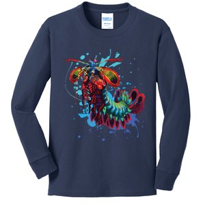 Rainbow Peacock Mantis Shrimp Kids Long Sleeve Shirt