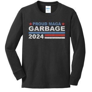 Retro Proud Maga Garbage 2024 Trump Supporter Gift Kids Long Sleeve Shirt