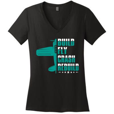 RC Pilot Model Airplane Pilot Model Flight Rc Airplane Women's V-Neck T-Shirt