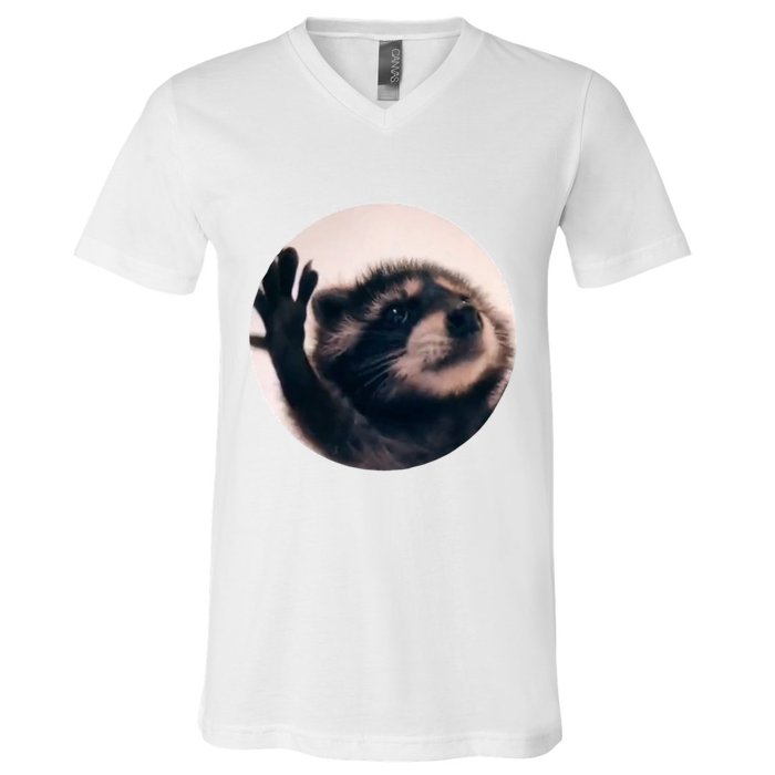 Raccoon Pedro Meme Vibing On Song V-Neck T-Shirt