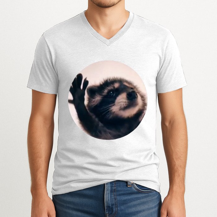 Raccoon Pedro Meme Vibing On Song V-Neck T-Shirt