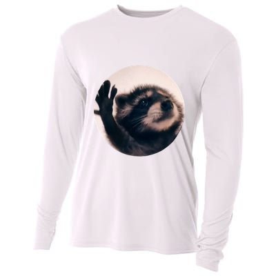 Raccoon Pedro Meme Vibing On Song Cooling Performance Long Sleeve Crew