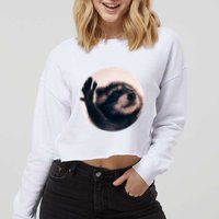 Raccoon Pedro Meme Vibing On Song Cropped Pullover Crew