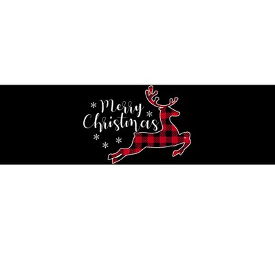 Red Plaid Merry Christmas Letter Reindeer Snowflake Buffalo Bumper Sticker