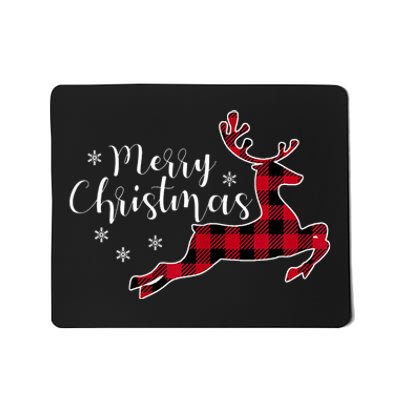 Red Plaid Merry Christmas Letter Reindeer Snowflake Buffalo Mousepad