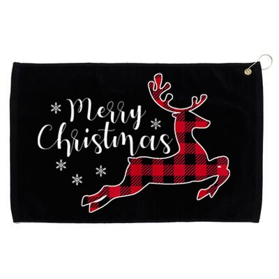 Red Plaid Merry Christmas Letter Reindeer Snowflake Buffalo Grommeted Golf Towel