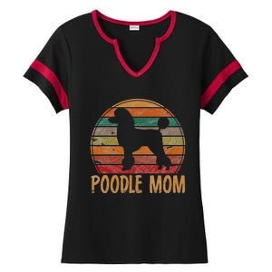 Retro Poodle Mom Gift Dog Mother Pet Poodle Mama Ladies Halftime Notch Neck Tee