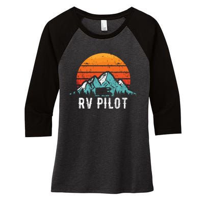 RV Pilot Motorhome Travel Stuff RV Vacation Retro RV Pilot Women's Tri-Blend 3/4-Sleeve Raglan Shirt