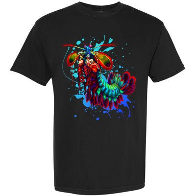 Rainbow Peacock Mantis Shrimp Blue Splash Garment-Dyed Heavyweight T-Shirt