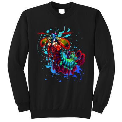 Rainbow Peacock Mantis Shrimp Blue Splash Sweatshirt