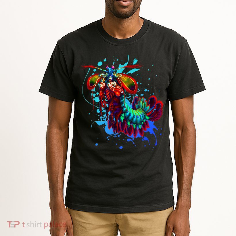 Rainbow Peacock Mantis Shrimp Blue Splash Tall T-Shirt