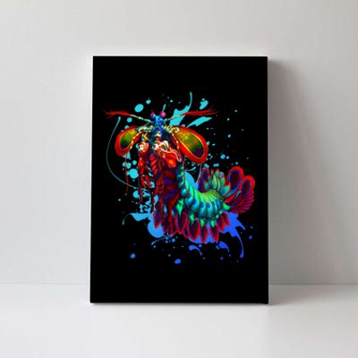 Rainbow Peacock Mantis Shrimp Blue Splash Canvas