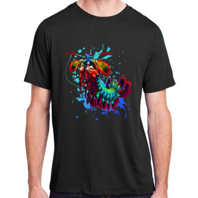 Rainbow Peacock Mantis Shrimp Blue Splash Adult ChromaSoft Performance T-Shirt