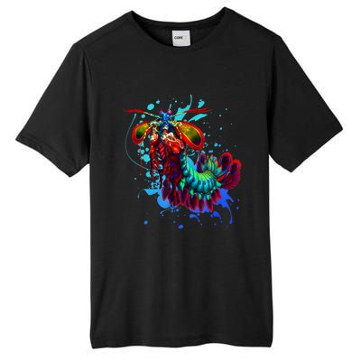 Rainbow Peacock Mantis Shrimp Blue Splash Tall Fusion ChromaSoft Performance T-Shirt