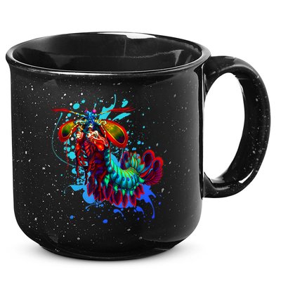 Rainbow Peacock Mantis Shrimp Blue Splash 15oz Campfire Ceramic Mug