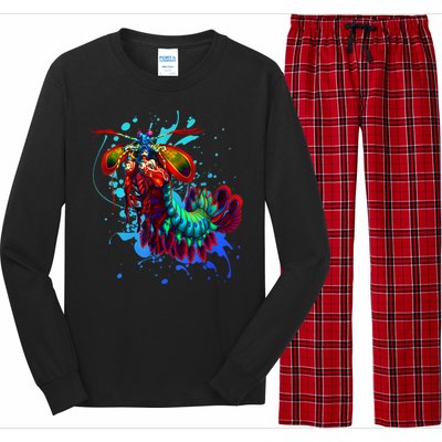 Rainbow Peacock Mantis Shrimp Blue Splash Long Sleeve Pajama Set