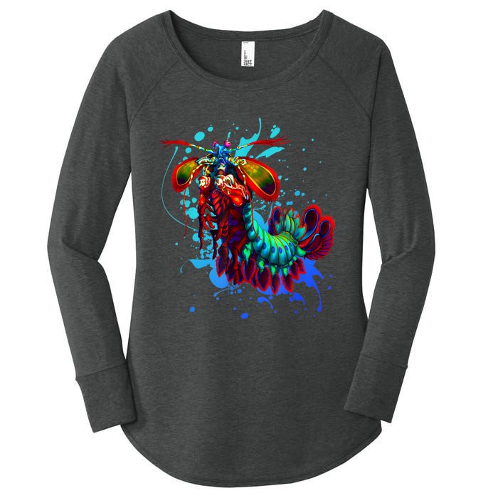 Rainbow Peacock Mantis Shrimp Blue Splash Women's Perfect Tri Tunic Long Sleeve Shirt