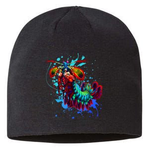 Rainbow Peacock Mantis Shrimp Blue Splash Sustainable Beanie