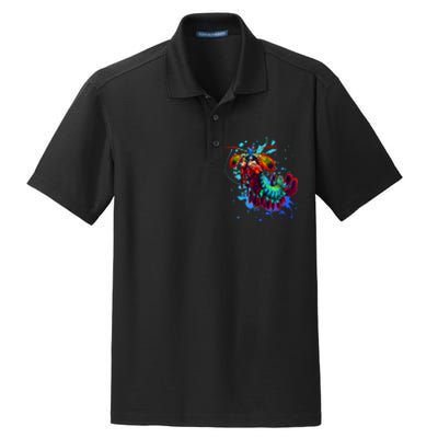 Rainbow Peacock Mantis Shrimp Blue Splash Dry Zone Grid Polo