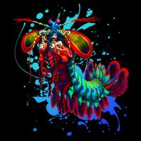 Rainbow Peacock Mantis Shrimp Blue Splash Cooling Performance Long Sleeve Crew