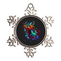 Rainbow Peacock Mantis Shrimp Blue Splash Metallic Star Ornament