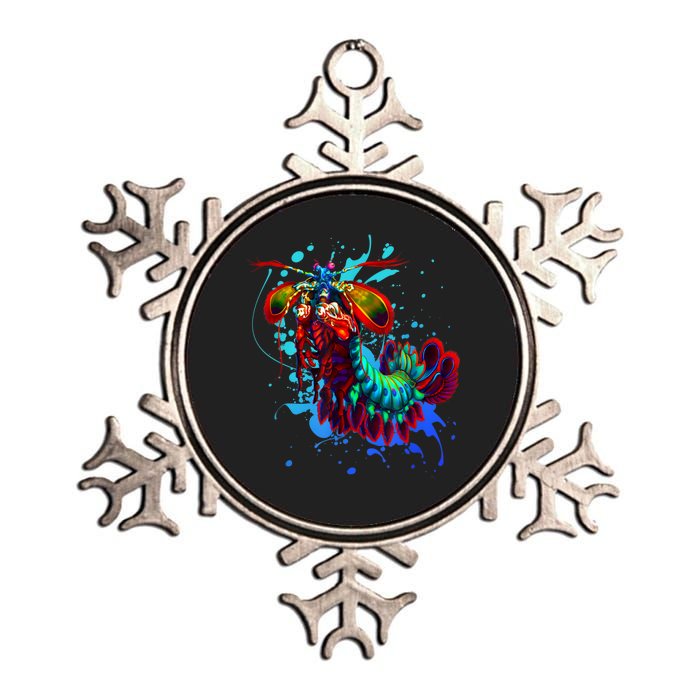 Rainbow Peacock Mantis Shrimp Blue Splash Metallic Star Ornament