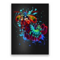 Rainbow Peacock Mantis Shrimp Blue Splash Poster