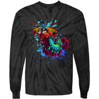 Rainbow Peacock Mantis Shrimp Blue Splash Tie-Dye Long Sleeve Shirt