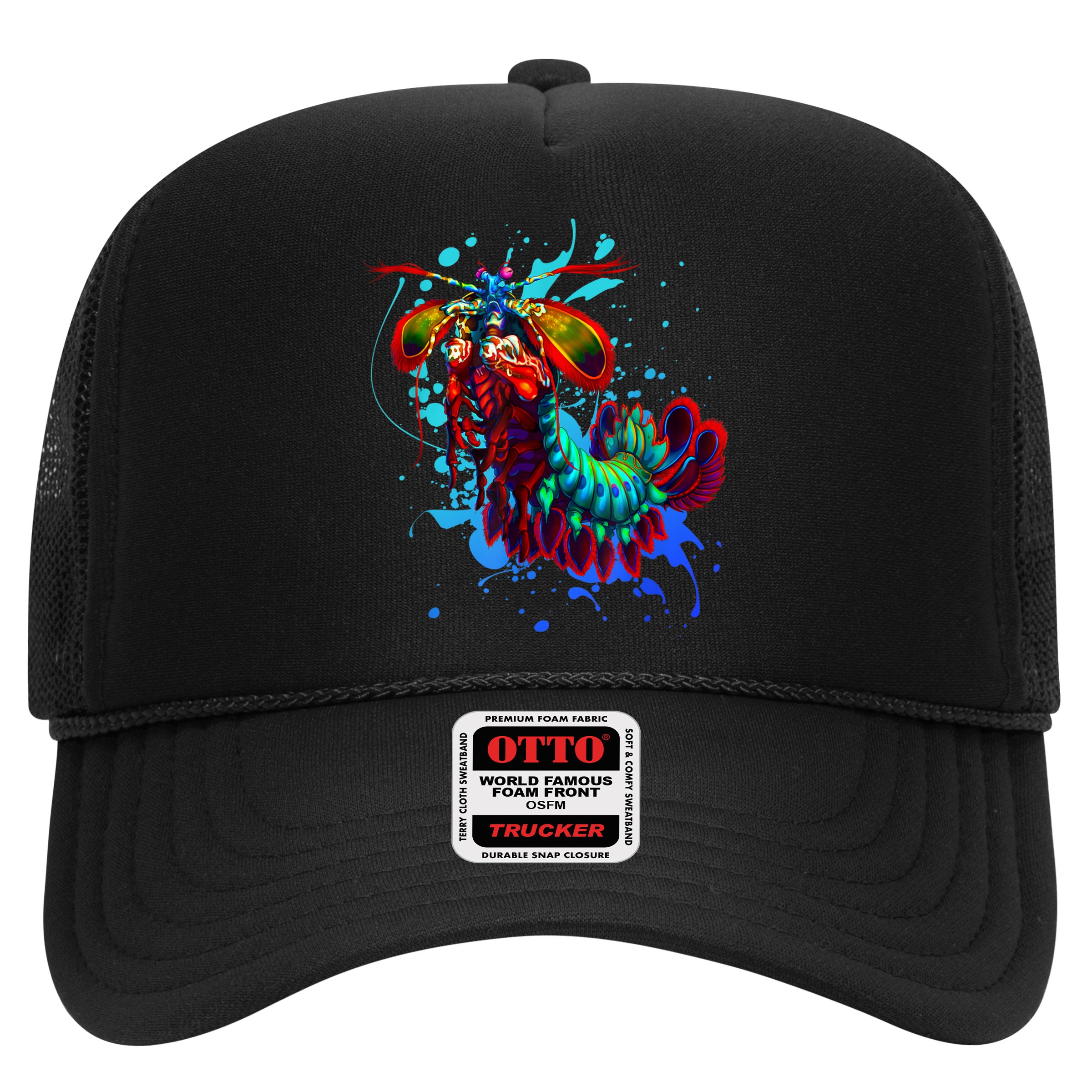 Rainbow Peacock Mantis Shrimp Blue Splash Hat